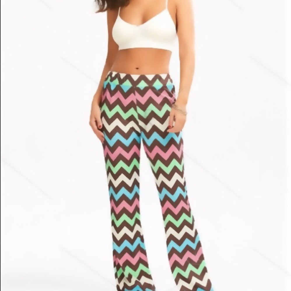 Multicolor Zigzag Printed Flare Pants size small